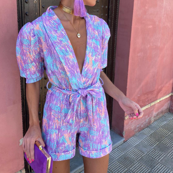 Dam Jumpsuit Trendig Design Andningsbart Bomull-4