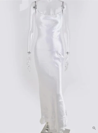 Variant image for Maxiklänning Dam Ryggfri Satin Klänning Spaghettirem Elegant-25