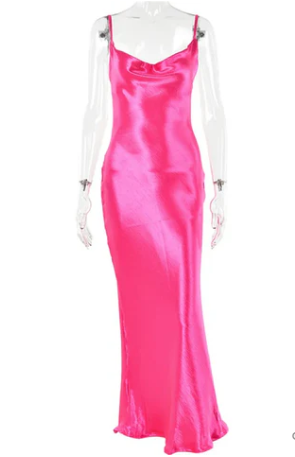 Variant image for Maxiklänning Dam Ryggfri Satin Klänning Spaghettirem Elegant-17