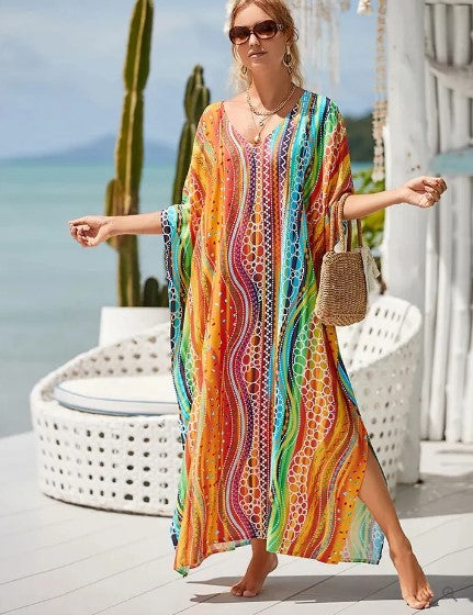 Variant image for Kvinnors Lång Boho Klänning Grafiskt Regnbåge Polyester-41