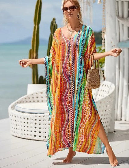 Variant image for Kvinnors Lång Boho Klänning Grafiskt Regnbåge Polyester-41