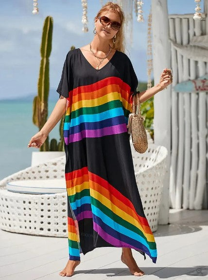 Variant image for Kvinnors Lång Boho Klänning Grafiskt Regnbåge Polyester-33