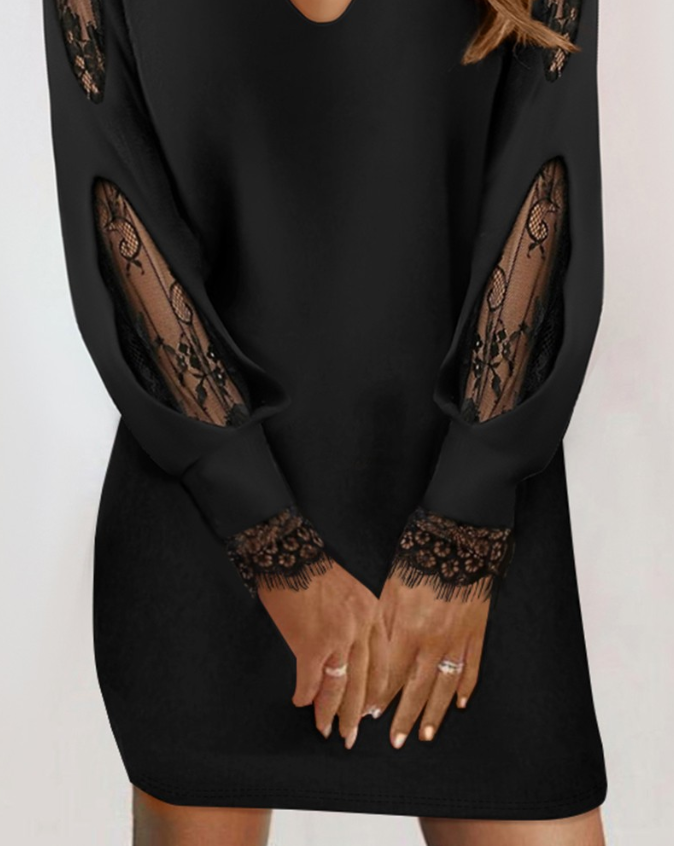 Dam Kort Klänning Avslappnad Spetsdetalj i 100% Bomull - Perfekt Sommarklänning-3