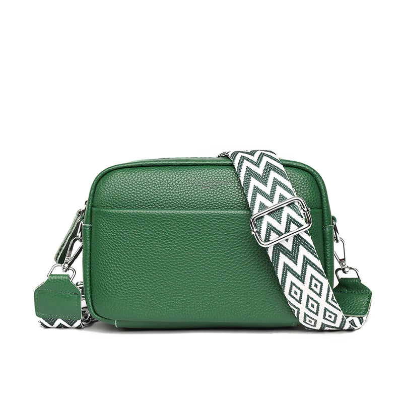 Crossbody-väska i läder av hög kvalitet - 22x15x8 cm