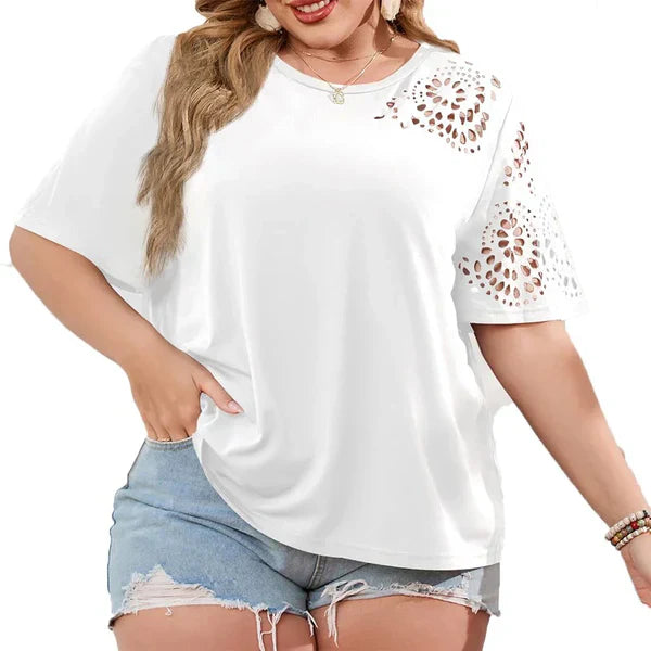 Variant image for Kvinna T-shirt Elegant Chiffonghalsring Mjuk Bomull-1