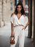 Dam Jumpsuit Öppna Axlar V-ringning Polyester-2