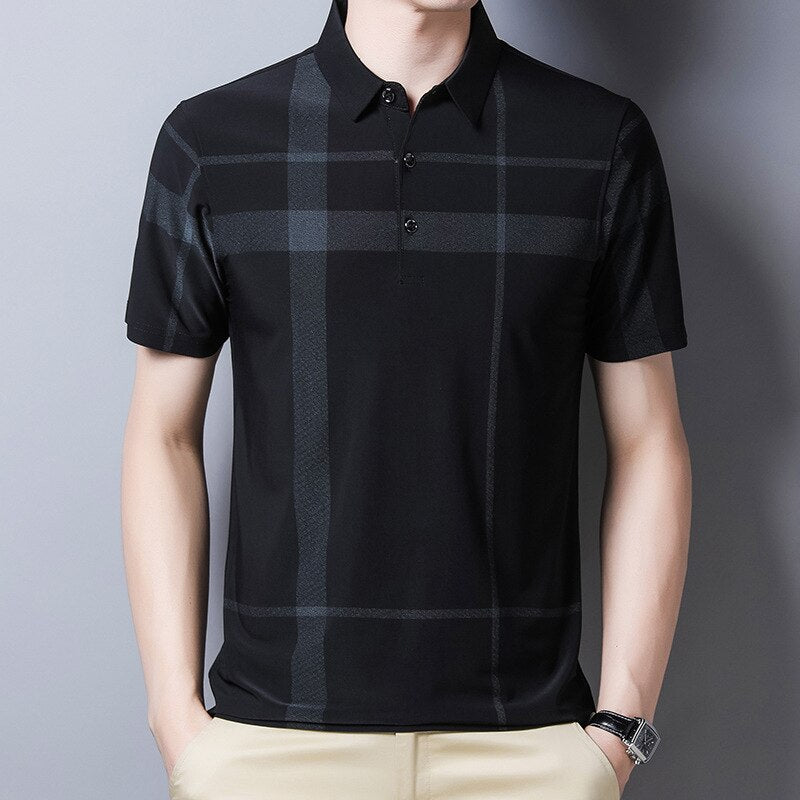 Slim-Fit Plaid Polo för män
