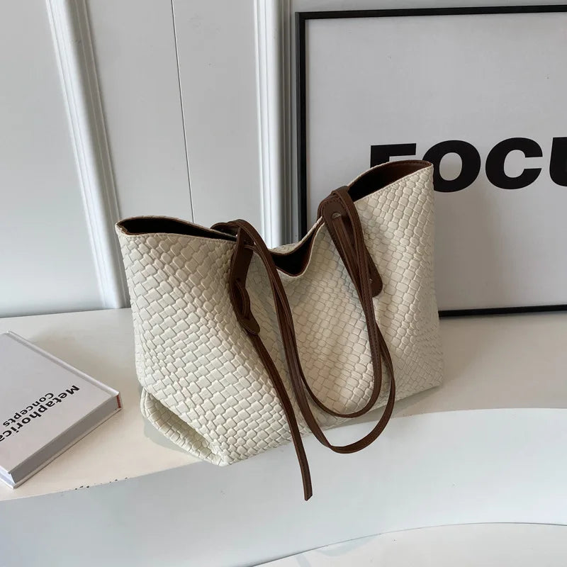 Dam Axelväska Flätad Konstläder för Dagligt Bruk 5