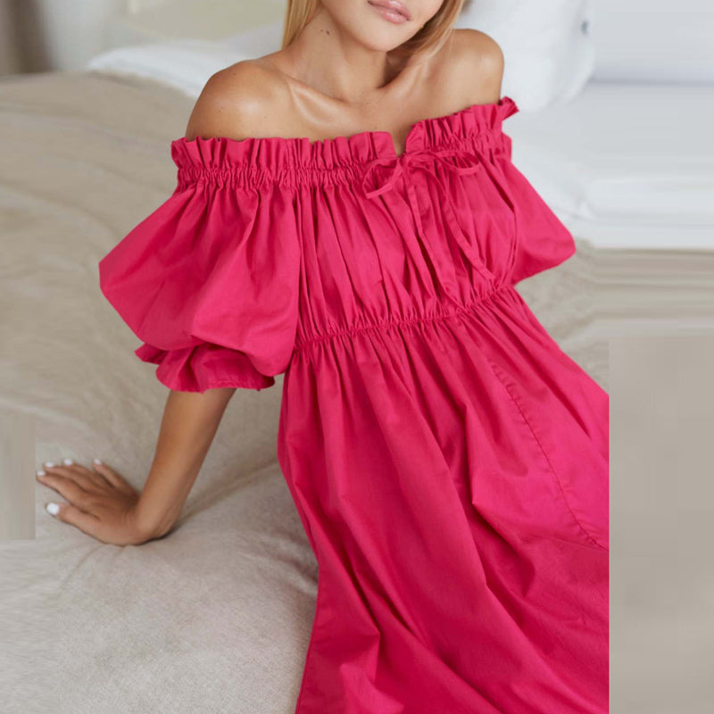 Damklänning Off-Shoulder Lekfull Elegans Elastisk Polyester-3