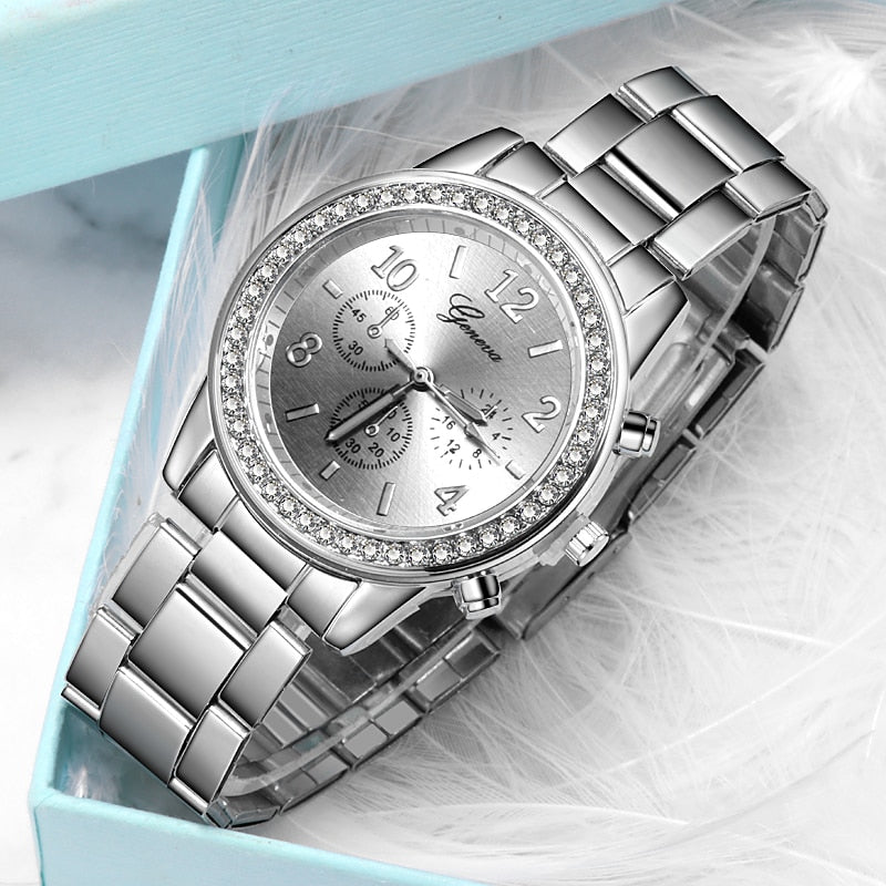 Damers Eleganta Klocka med Strass
