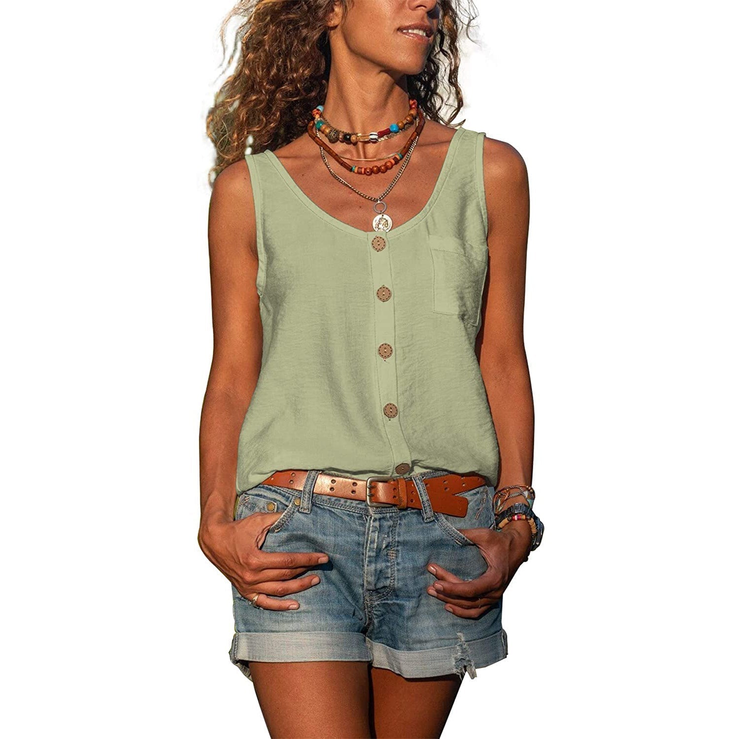 Variant image for Dam Top Smal Passform Andningsbart Tyg Ibiza Stil-31