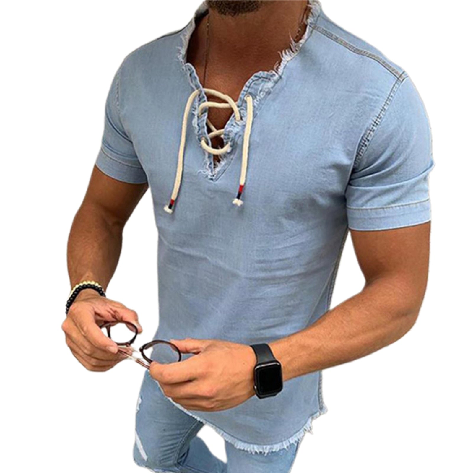T-shirt med snörning för män