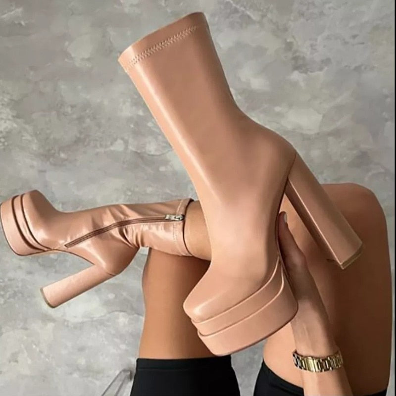 Dam Ankelstövlar Plattform Konstläder 2