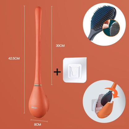 Silikon Toalettborste Väggmonterad Ergonomiskt Handtag 7