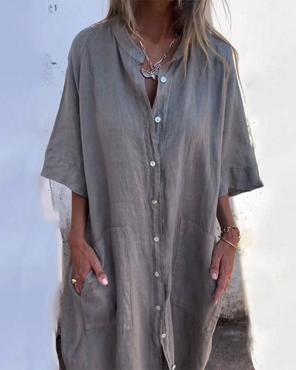 Skjortklänning Dam Boho med Avslappnad Siluett 0