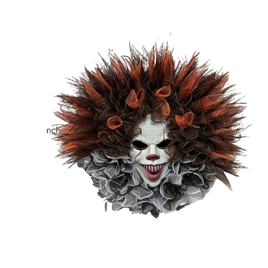 Skrämmande Clownkrans Halloween Dekoration för Dörraffär och Spökhus 4