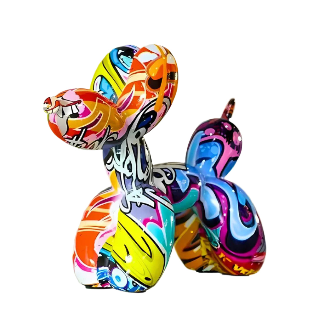 Skulptur i form av Ballonghund med Graffiti Design 0