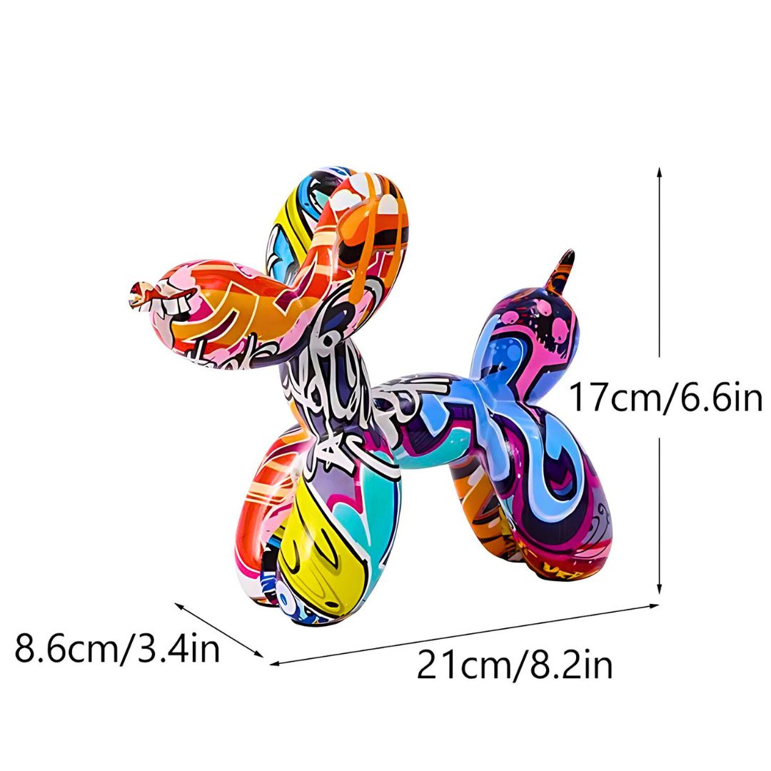 Skulptur i form av Ballonghund med Graffiti Design 1