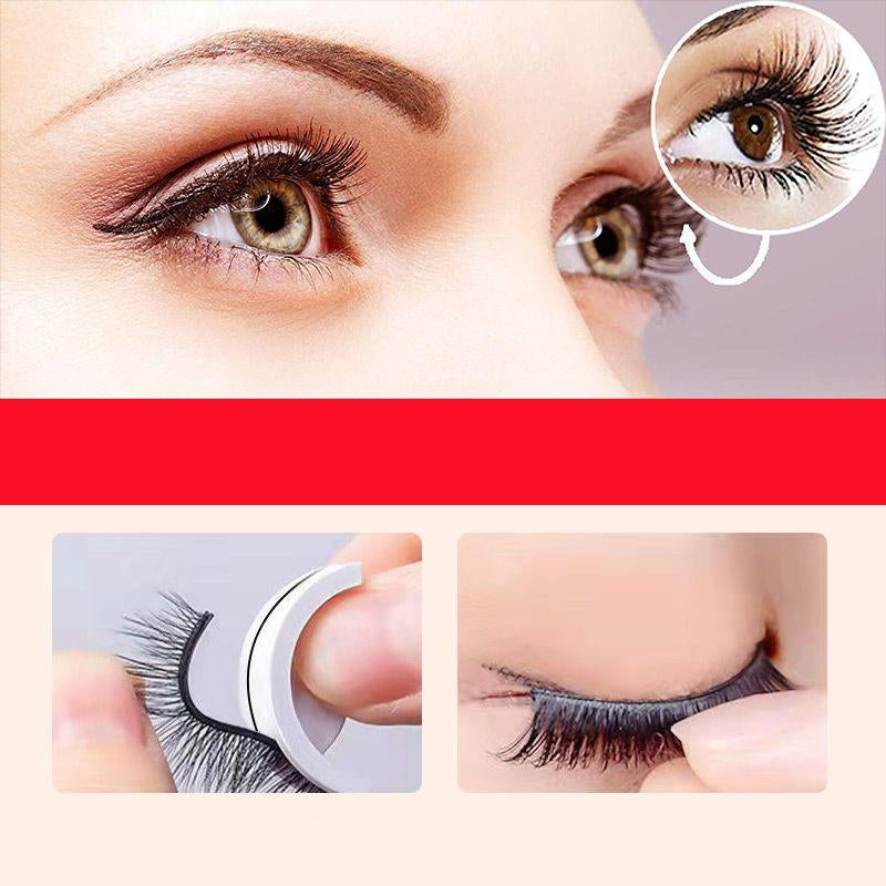 Kvinnors Återanvändbara Självhäftande Ögonfransar Syntetiska Svart-5