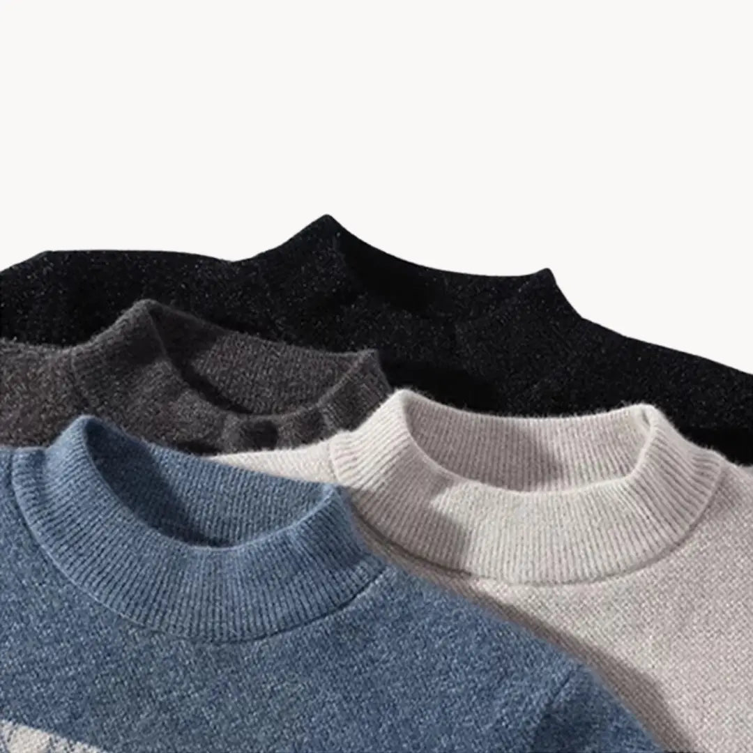 Stickad Dam Tröja Klassisk Stil Med Ribbade Detaljer 3