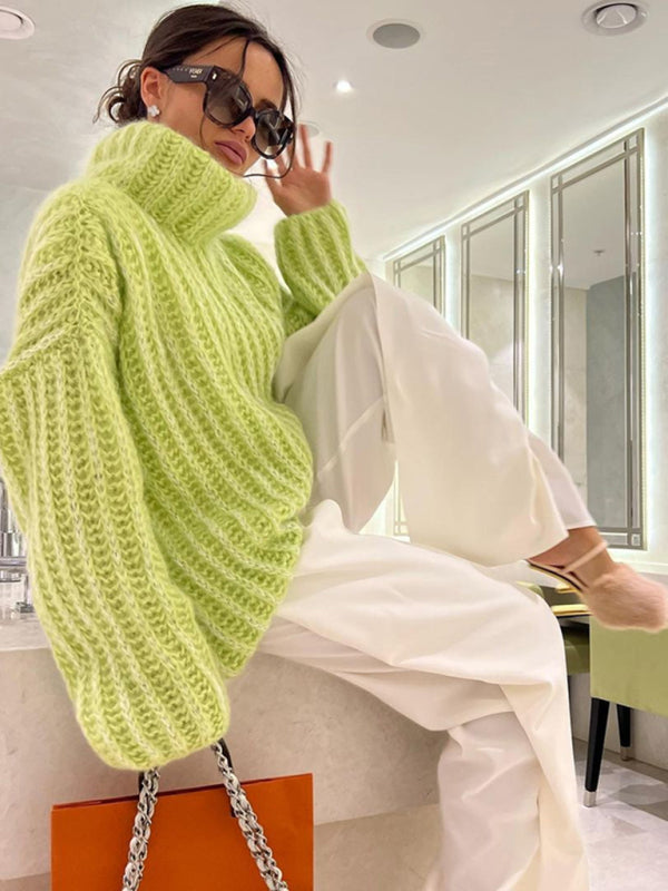 Stickad Dam Tröja Lång Ärmar Mjuk Polyester 8