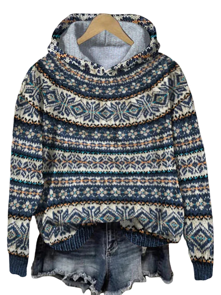 Stickad Dam Tröja Norsk Stil för Vinter och Avslappnade Tillfällen 0