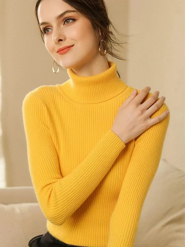 Stickad Dam Tröja Turtleneck Mönstrad Långärmad 11