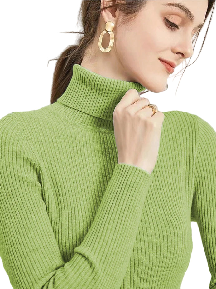 Stickad Dam Tröja Turtleneck Mönstrad Långärmad 14