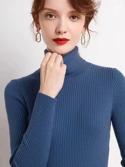 Stickad Dam Tröja Turtleneck Mönstrad Långärmad 2