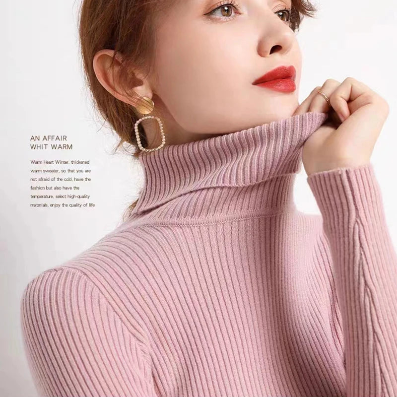 Stickad Dam Tröja Turtleneck Mönstrad Långärmad 6