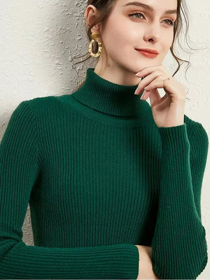 Stickad Dam Tröja Turtleneck Mönstrad Långärmad 9