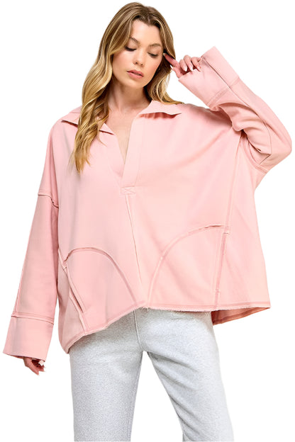 Stickad Dam Tröja V-ringad Dolmanärmar Mjuk Textil 0