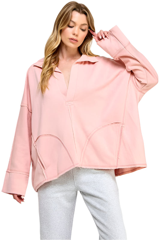 Stickad Dam Tröja V-ringad Dolmanärmar Mjuk Textil 0