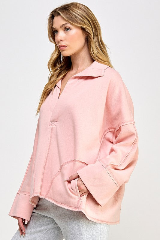 Stickad Dam Tröja V-ringad Dolmanärmar Mjuk Textil 1