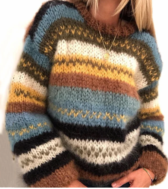 Stickad Dam Tröja i Akryl och Ullmix, Trendig Design för Kalla Dagar 0