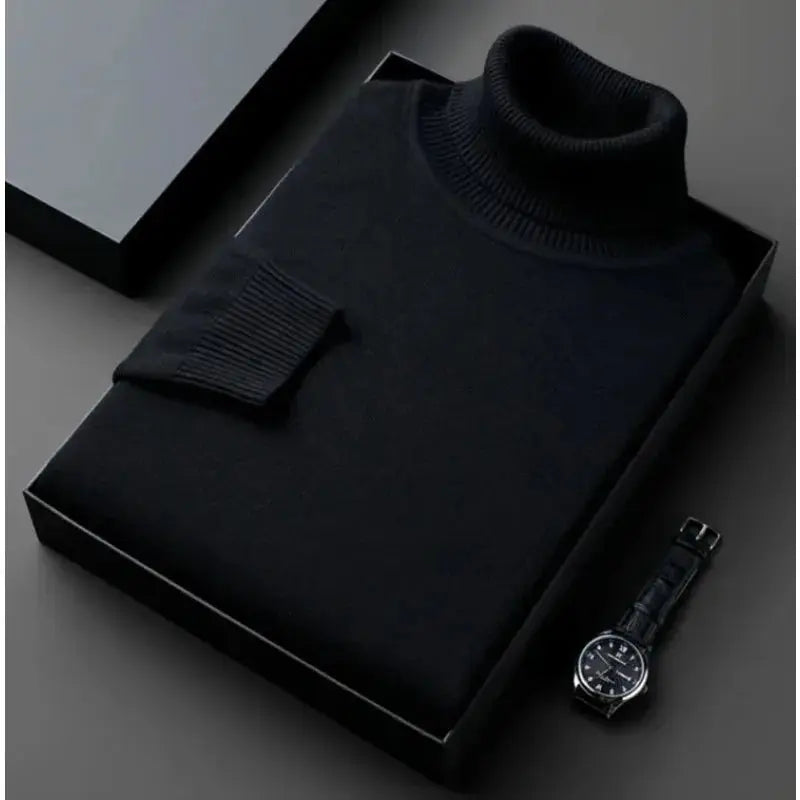 Stickad Herrer Tröja Turtleneck Klassisk Design 0
