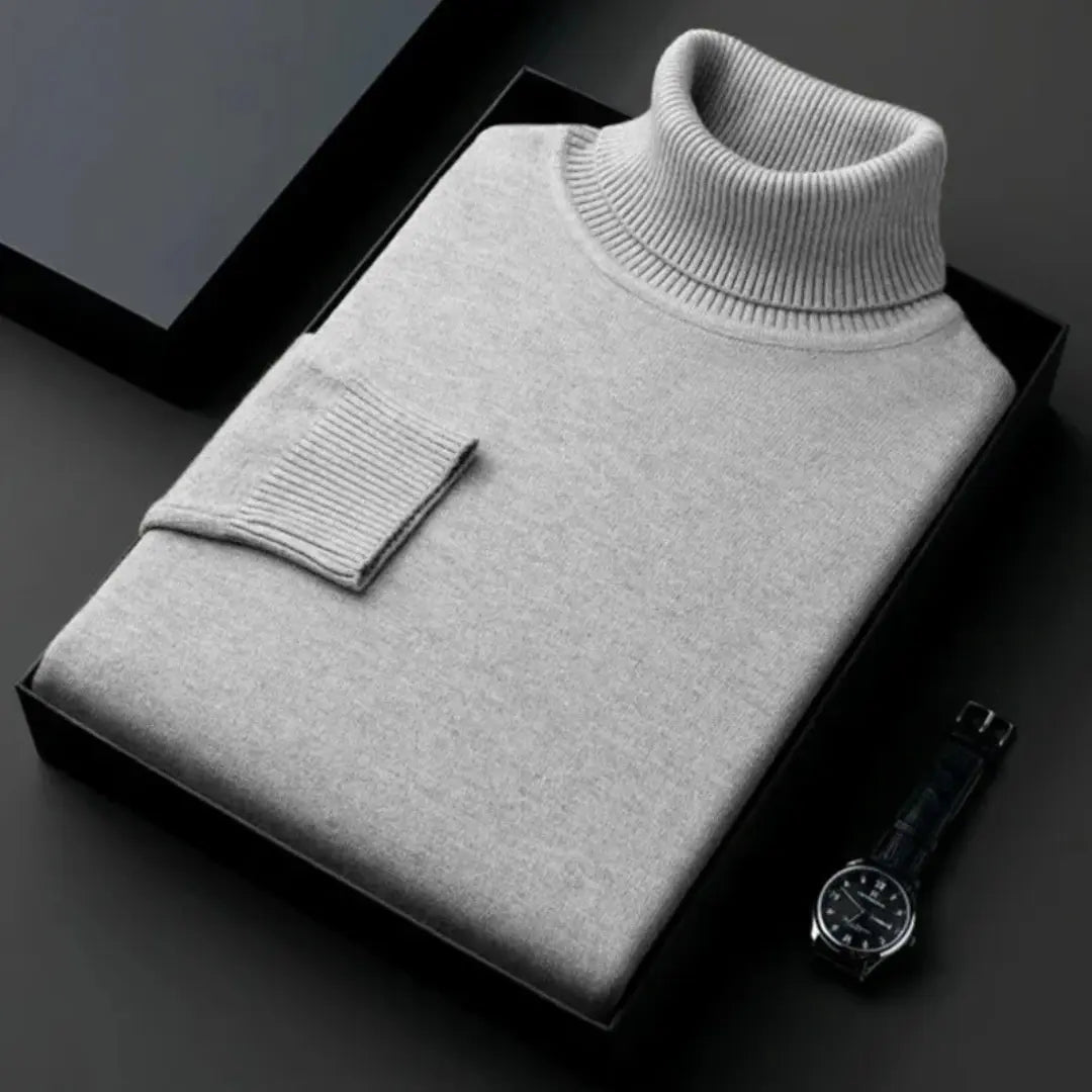 Stickad Herrer Tröja Turtleneck Klassisk Design 3