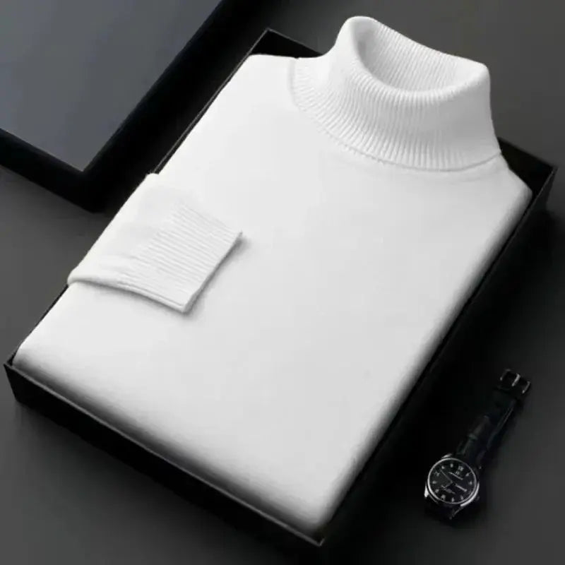 Stickad Herrer Tröja Turtleneck Klassisk Design 5
