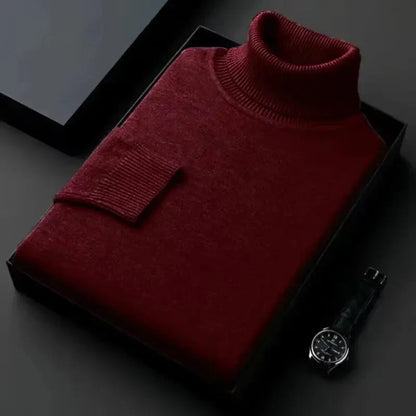 Stickad Herrer Tröja Turtleneck Klassisk Design 6