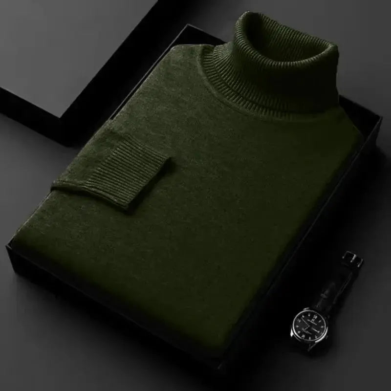 Stickad Herrer Tröja Turtleneck Klassisk Design 7