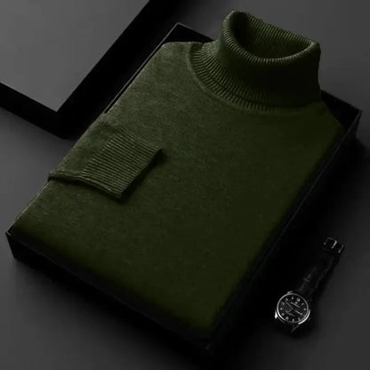 Stickad Herrer Tröja Turtleneck Klassisk Design 7