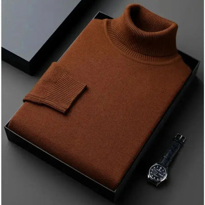 Stickad Herrer Tröja Turtleneck Klassisk Design 9