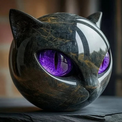 Svart Katthuvud Skulptur Modern Design 4