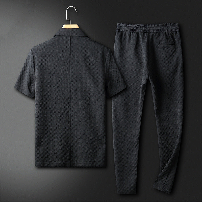 Herr Tvådelad Dräkt Modern Geometrisk Polyester 2