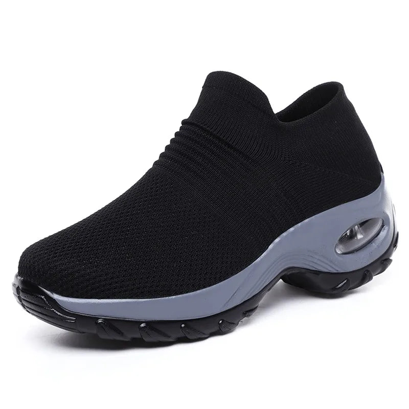 Terapeutiska sneakers med platå för kvinnor svarta vita röda 8