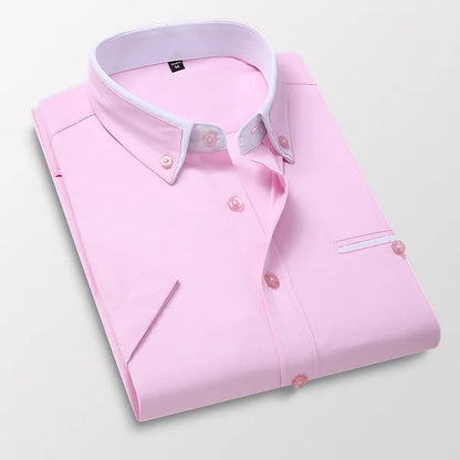 Herrskjorta Kort Ärmar Klassisk Bomull Polyester 6