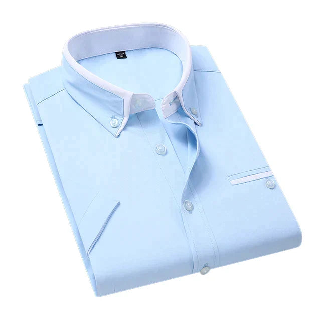 Herrskjorta Kort Ärmar Klassisk Bomull Polyester 2
