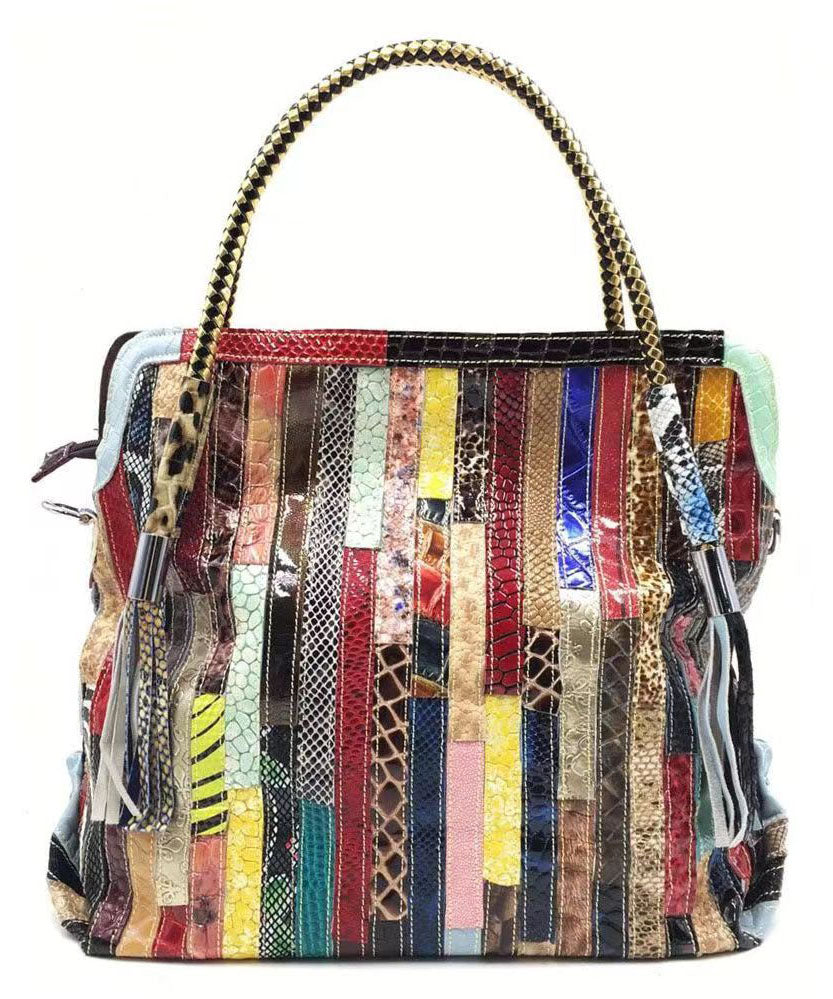 Tote Handväska med Snake Striped Patchwork 1