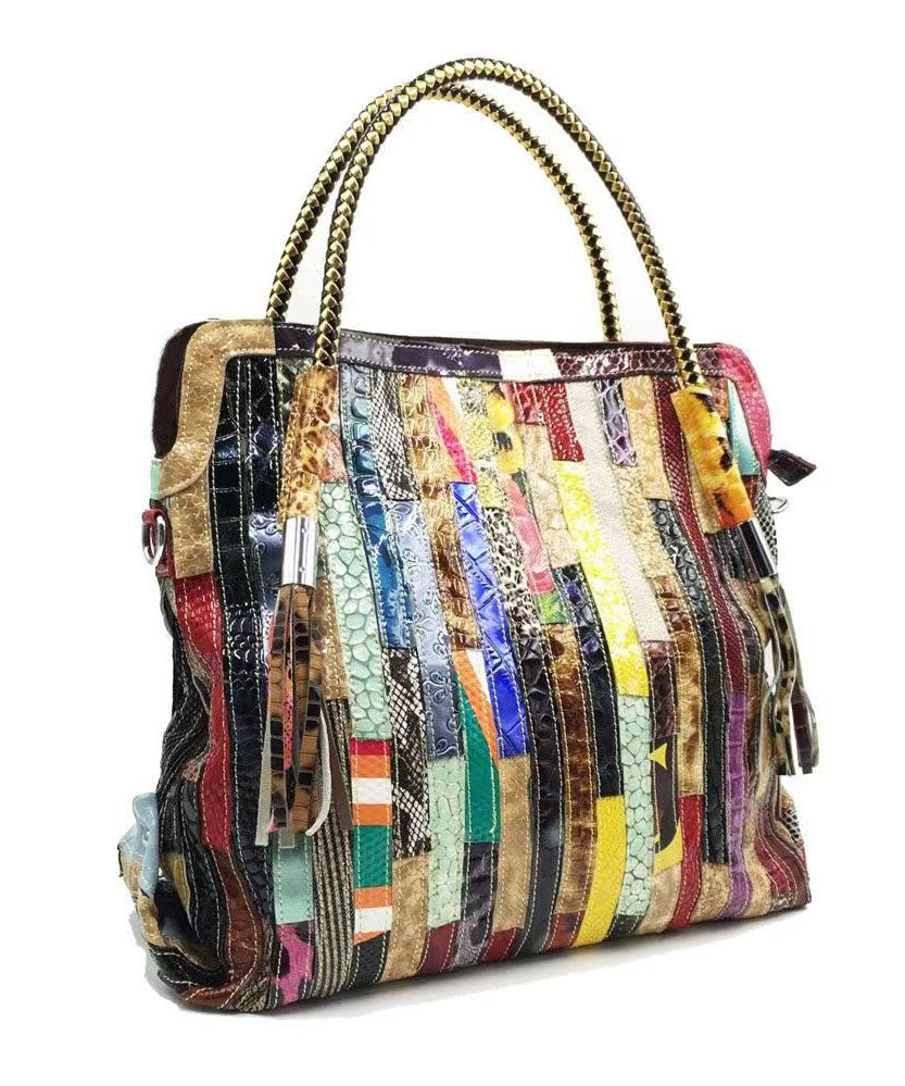 Tote Handväska med Snake Striped Patchwork 2