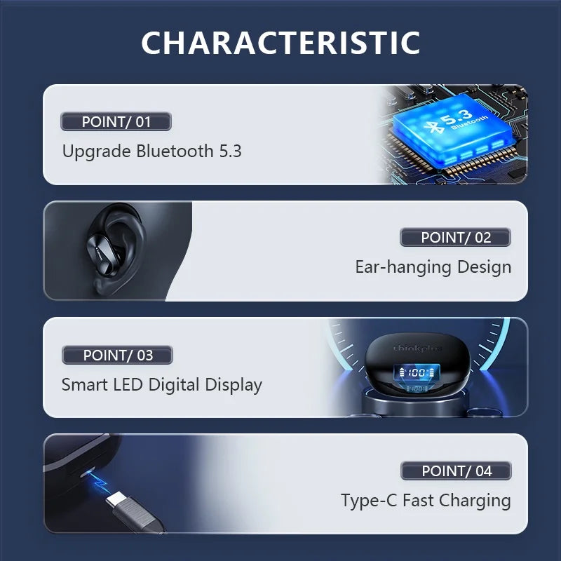 Trådlösa Hörlurar In Ear Sport med Bluetooth V5.3 och LED-Display 4